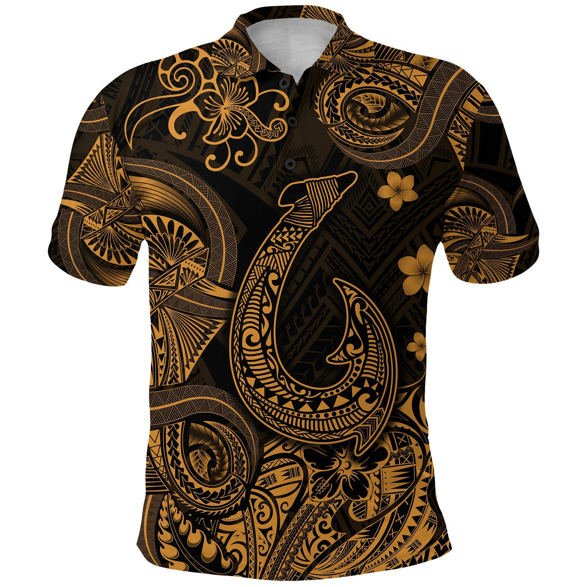 Custom Hawaii Fish Hook Polynesian Polo Shirt Unique Style Gold LT8 - Wonder Print Shop
