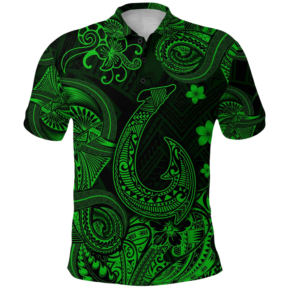 Custom Hawaii Fish Hook Polynesian Polo Shirt Unique Style Green LT8 - Wonder Print Shop
