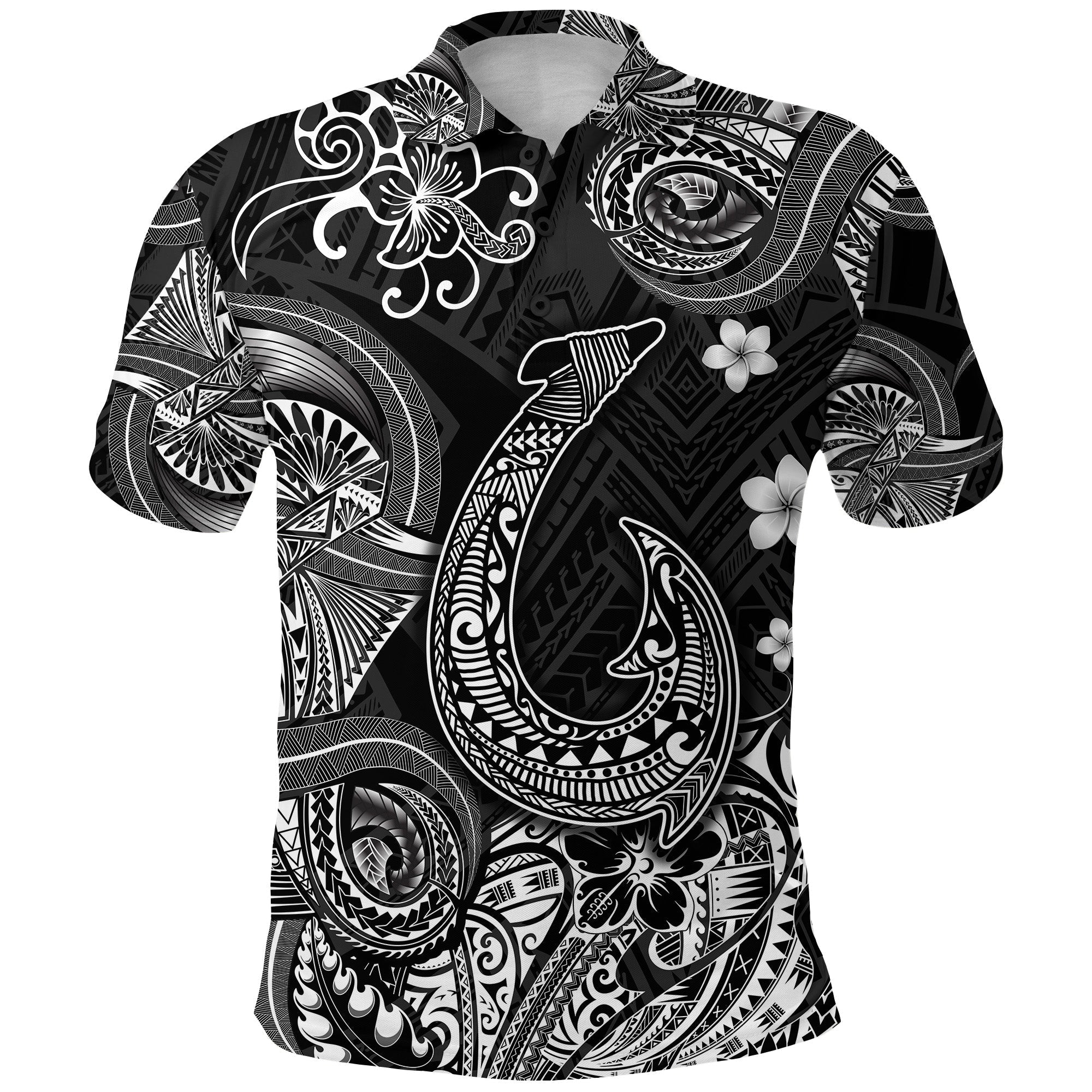 Custom Hawaii Fish Hook Polynesian Polo Shirt Unique Style Black LT8 - Wonder Print Shop