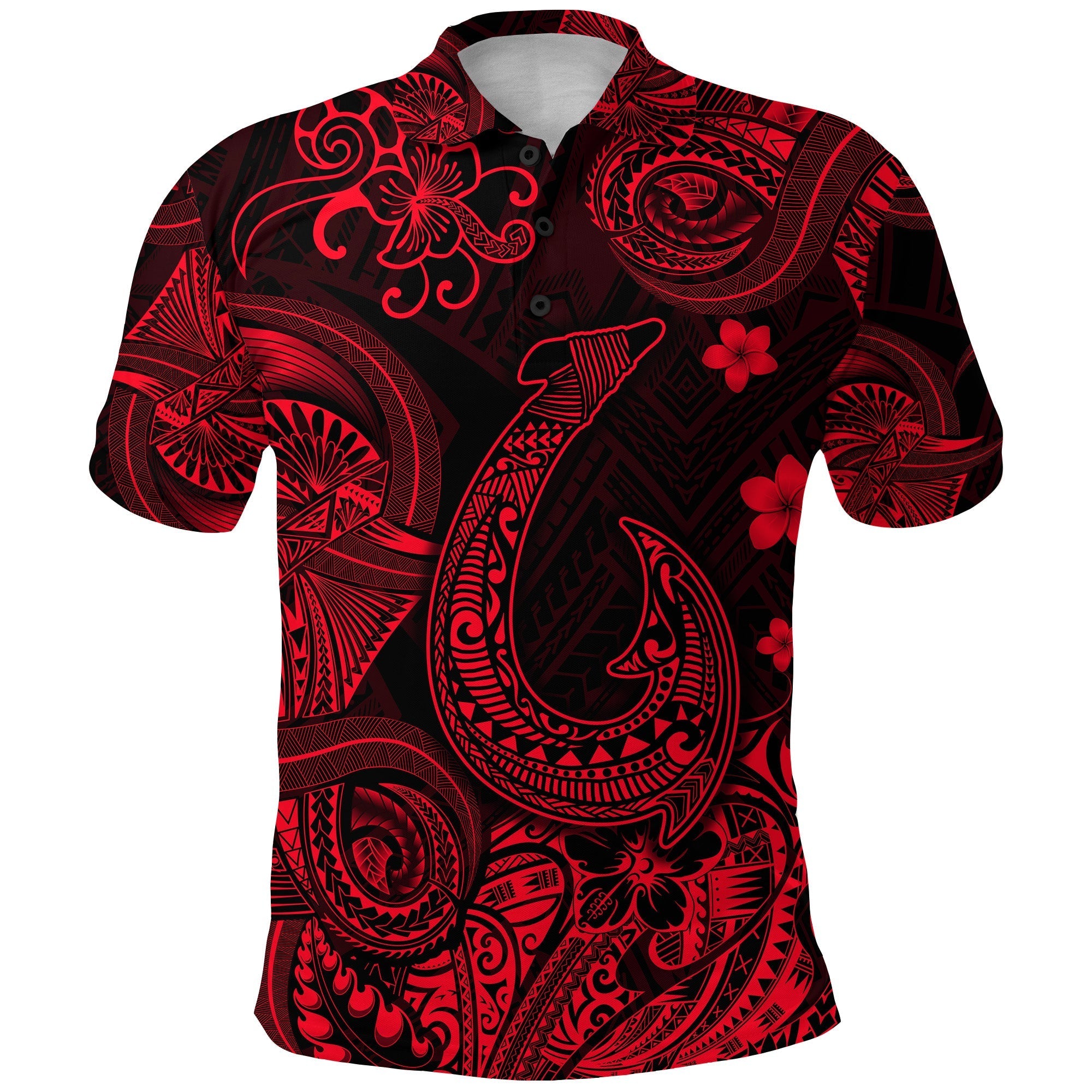 Custom Hawaii Fish Hook Polynesian Polo Shirt Unique Style Red LT8 - Wonder Print Shop