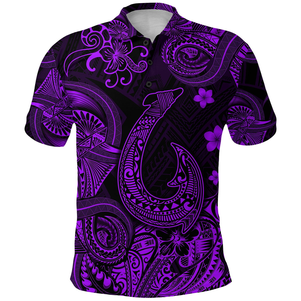 Custom Hawaii Fish Hook Polynesian Polo Shirt Unique Style Purple LT8 - Wonder Print Shop