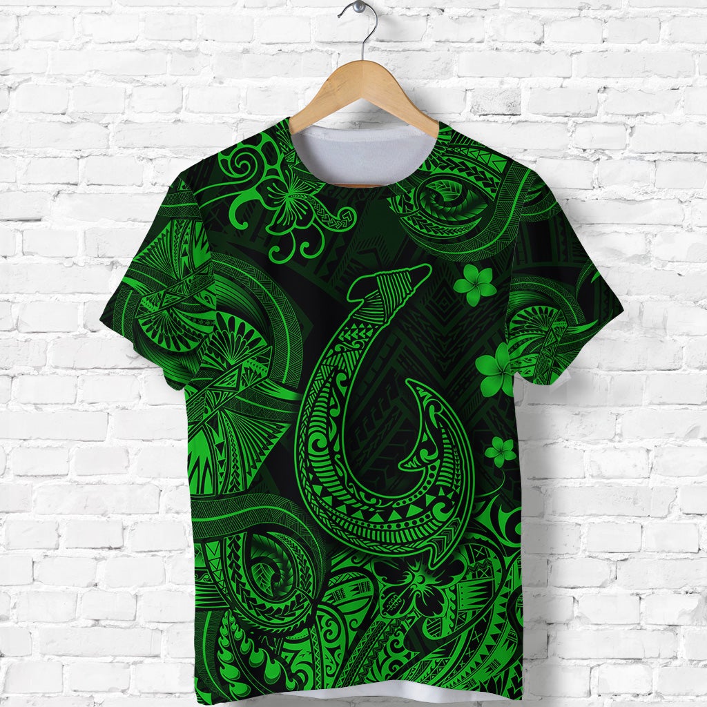 Custom Hawaii Fish Hook Polynesian T Shirt Unique Style Green LT8 - Wonder Print Shop