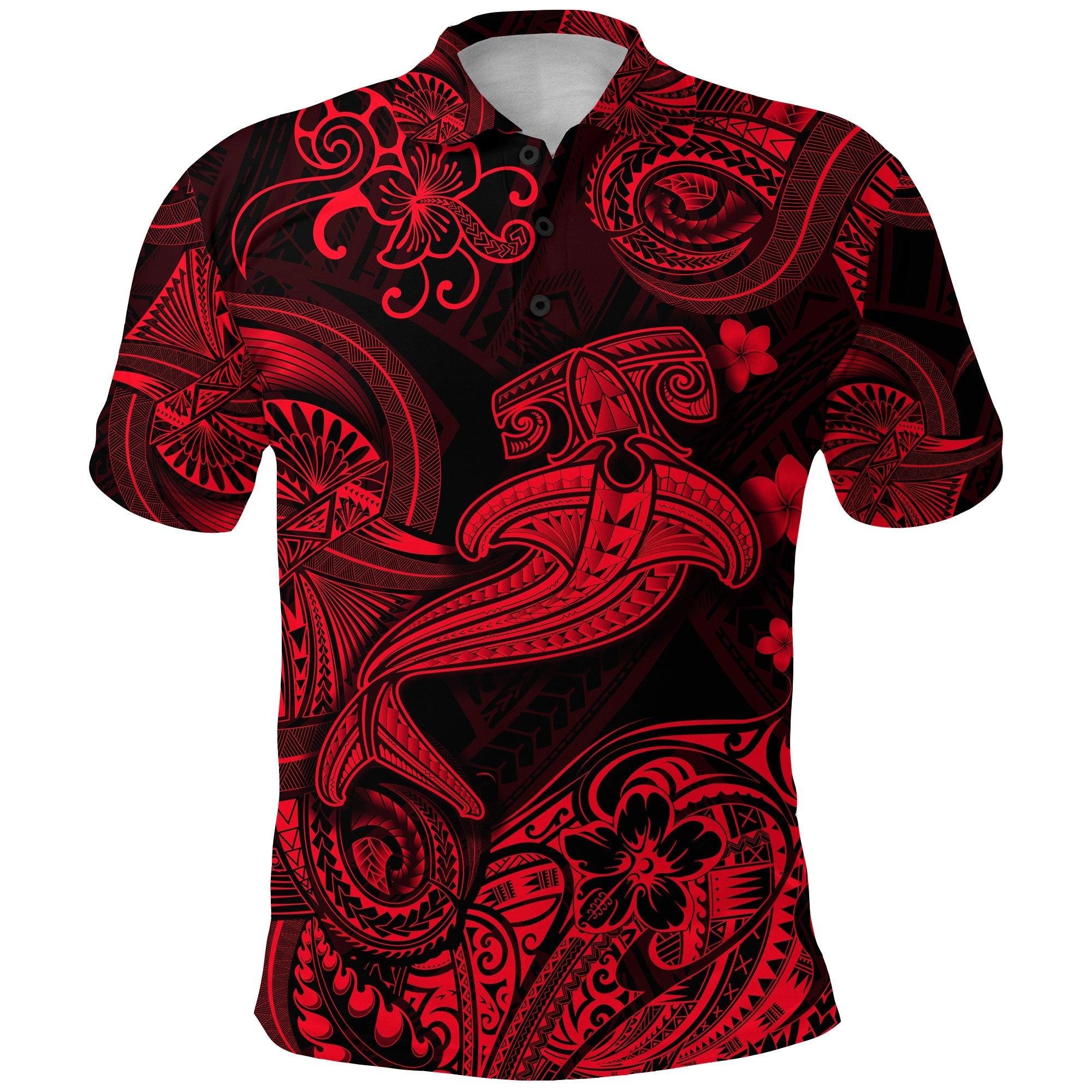 Custom Hawaii Hammer Shark Polynesian Polo Shirt Unique Style Red LT8 - Wonder Print Shop