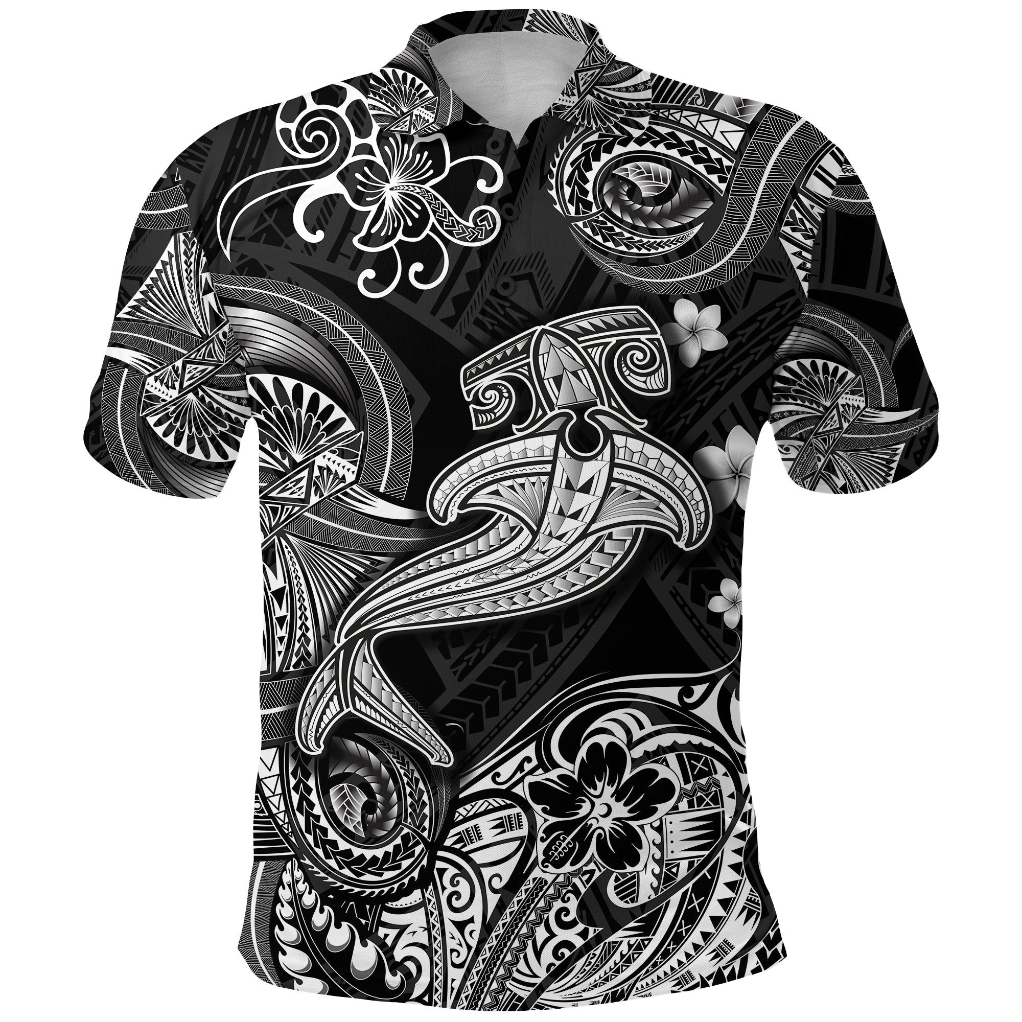 Custom Hawaii Hammer Shark Polynesian Polo Shirt Unique Style Black LT8 - Wonder Print Shop