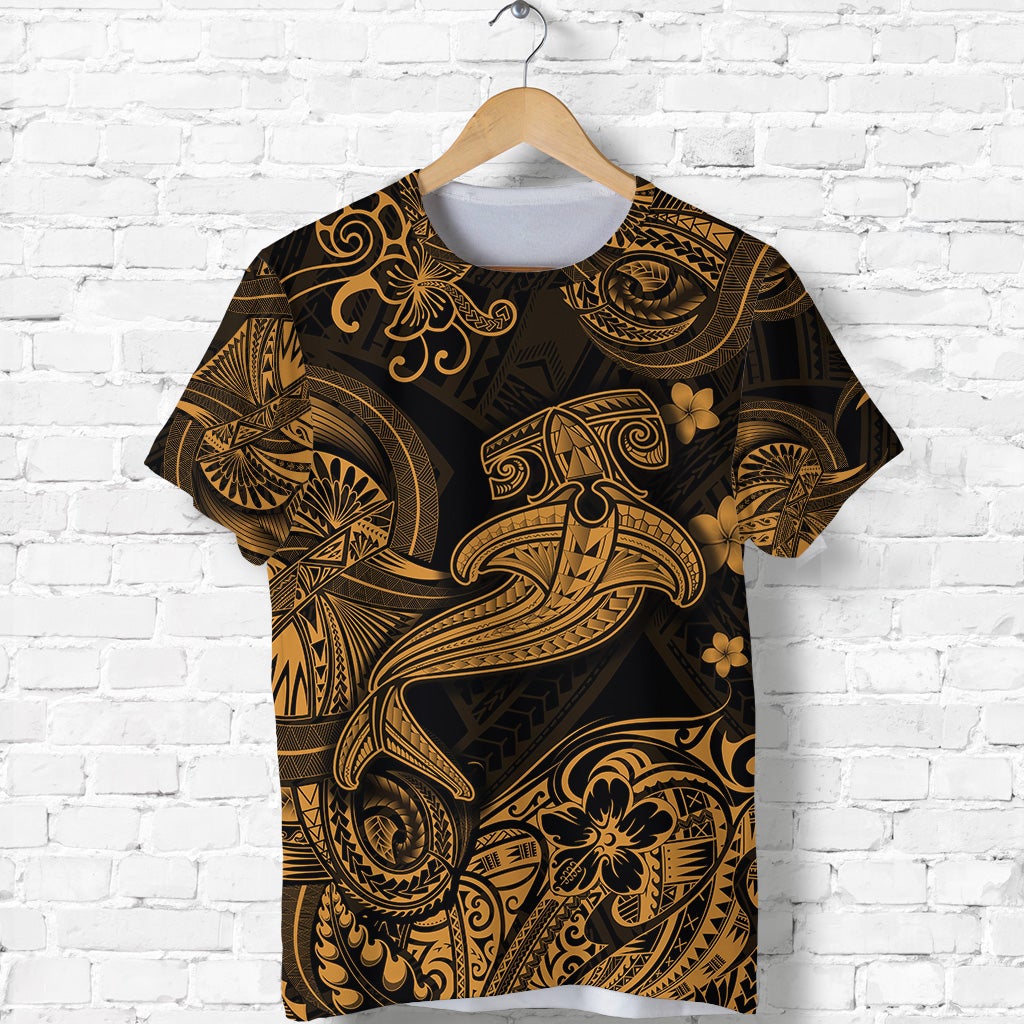 Hawaii Hammer Shark Polynesian T Shirt Unique Style Gold LT8 - Wonder Print Shop