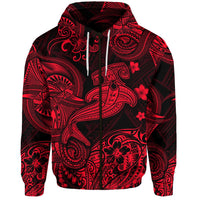 Custom Hawaii Hammer Shark Polynesian Zip Hoodie Unique Style Red LT8 - Wonder Print Shop
