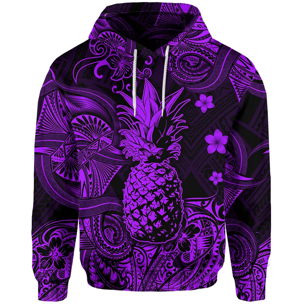 Custom Hawaii Pineapple Polynesian Hoodie Unique Style Purple LT8 - Wonder Print Shop