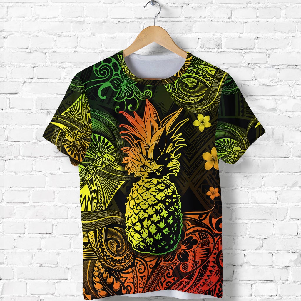 Custom Hawaii Pineapple Polynesian T Shirt Unique Style Reggae LT8 - Wonder Print Shop