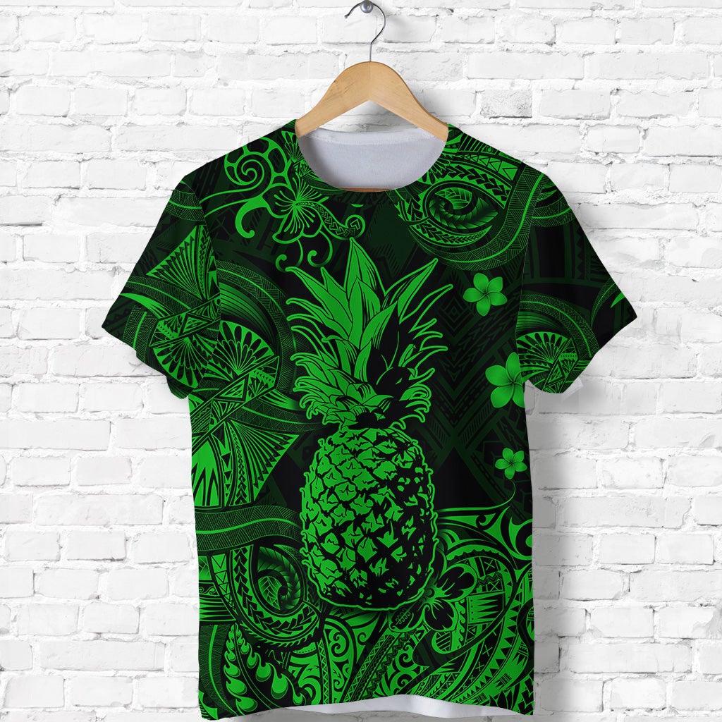Custom Hawaii Pineapple Polynesian T Shirt Unique Style Green LT8 - Wonder Print Shop