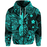 Custom Hawaii Pineapple Polynesian Zip Hoodie Unique Style Turquoise LT8 - Wonder Print Shop