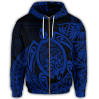 Hawaii Polynesian Turtle Zip Hoodie Blue - Wonder Print Shop