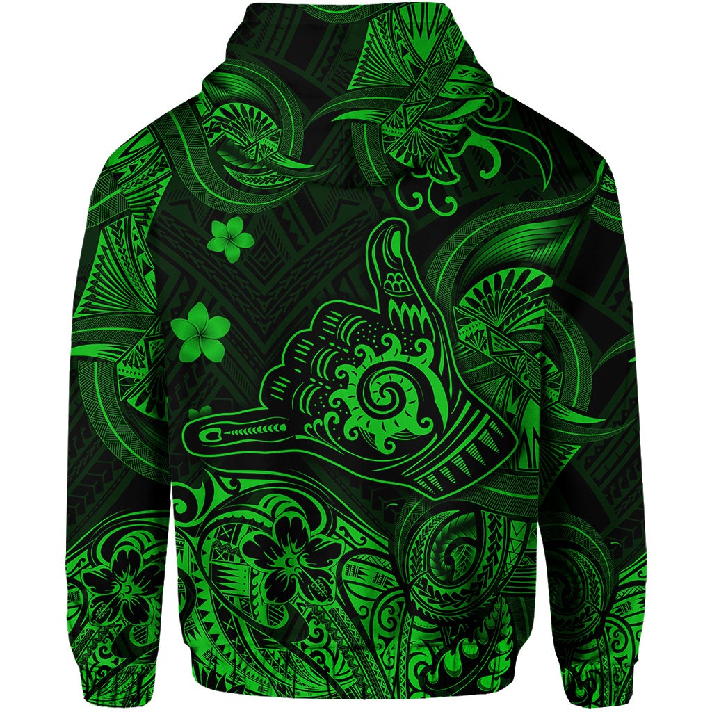 Hawaii Shaka Polynesian Hoodie Unique Style Green LT8 - Wonder Print Shop