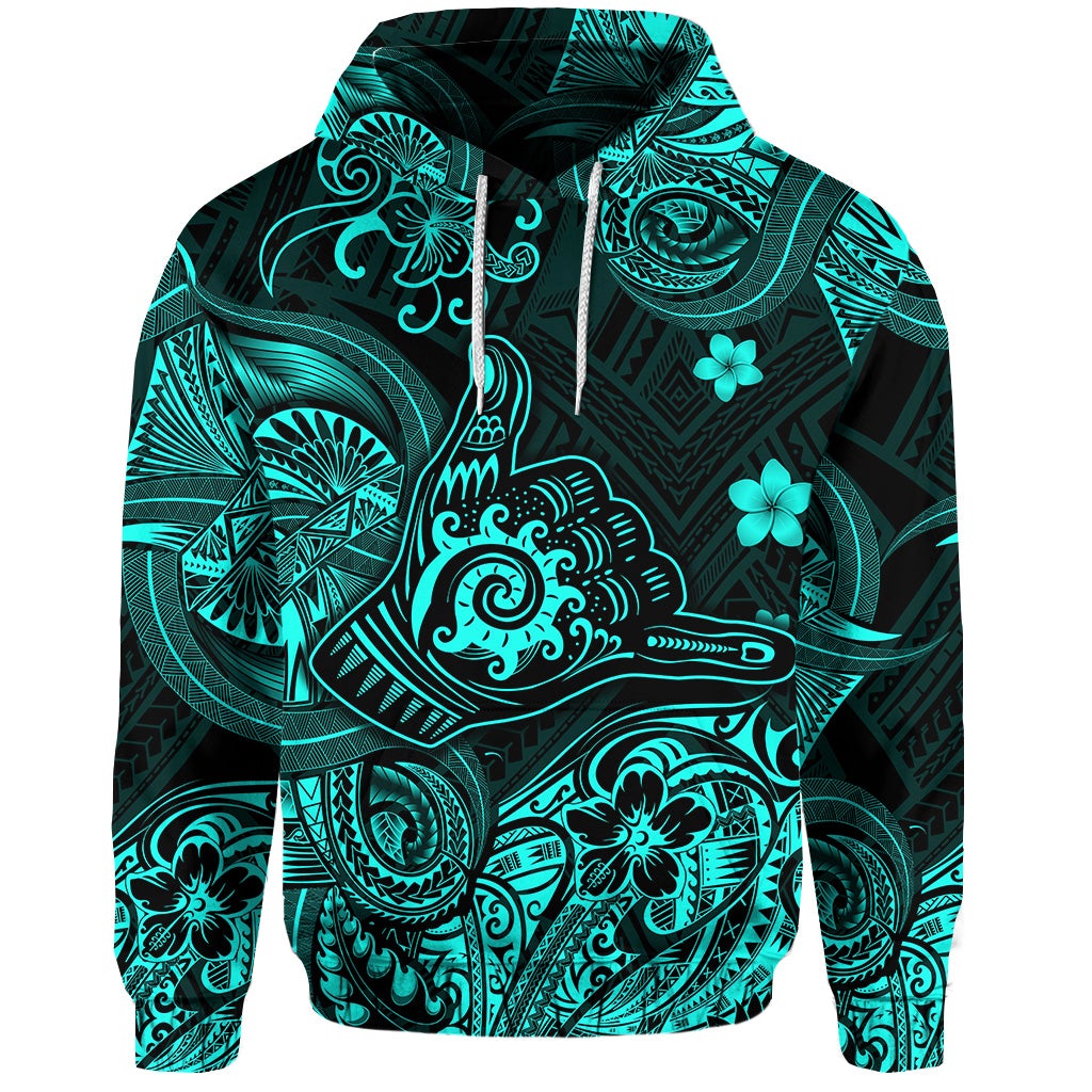 Custom Hawaii Shaka Polynesian Hoodie Unique Style Turquoise LT8 - Wonder Print Shop
