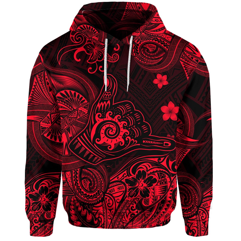 Custom Hawaii Shaka Polynesian Hoodie Unique Style Red LT8 - Wonder Print Shop