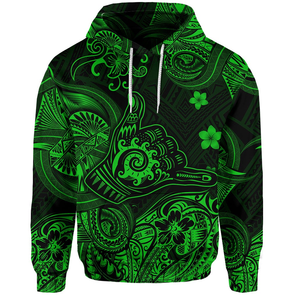 Custom Hawaii Shaka Polynesian Hoodie Unique Style Green LT8 - Wonder Print Shop