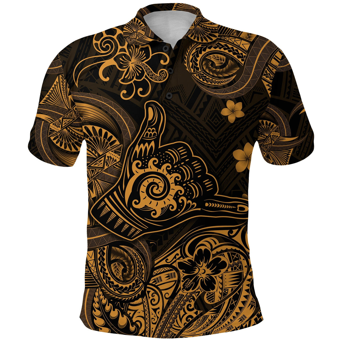 Custom Hawaii Shaka Polynesian Polo Shirt Unique Style Gold LT8 - Wonder Print Shop