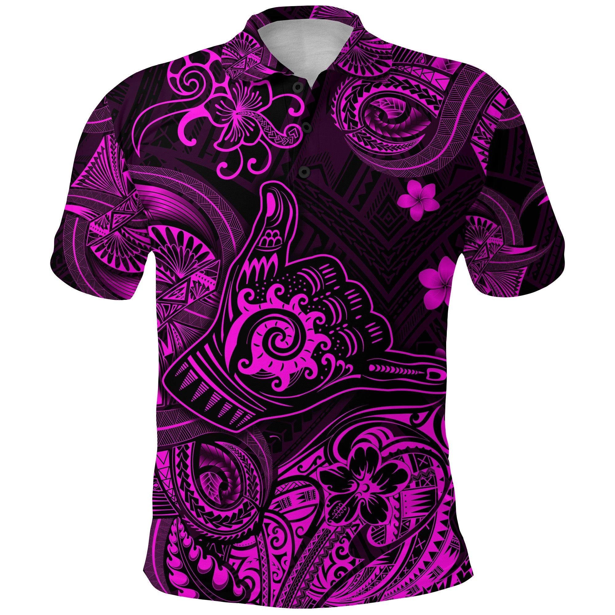 Custom Hawaii Shaka Polynesian Polo Shirt Unique Style Pink LT8 - Wonder Print Shop