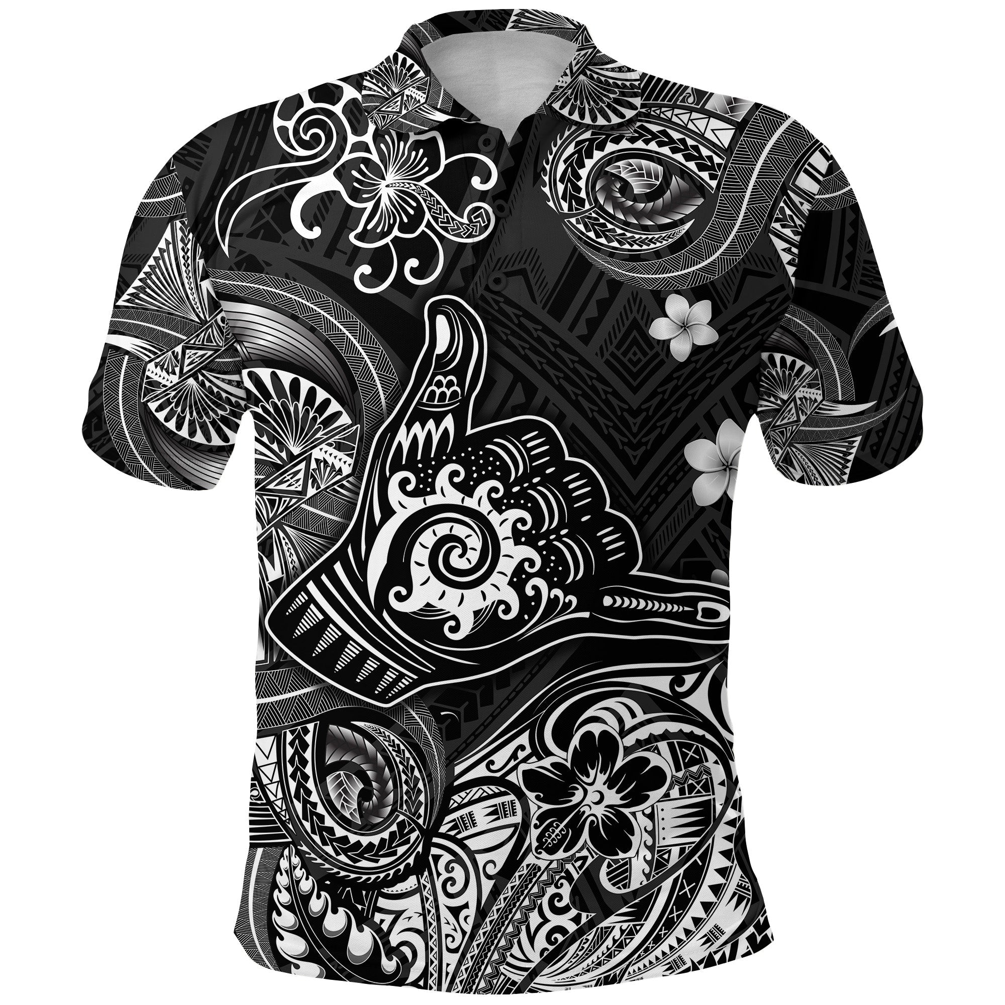 Custom Hawaii Shaka Polynesian Polo Shirt Unique Style Black LT8 - Wonder Print Shop