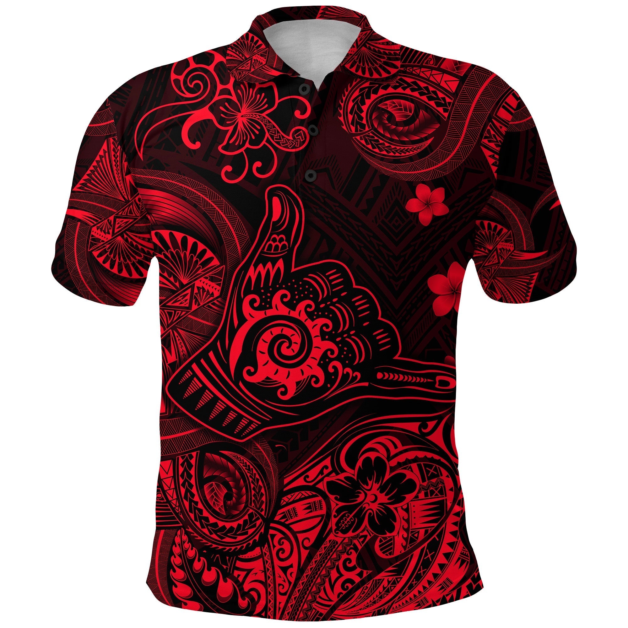 Custom Hawaii Shaka Polynesian Polo Shirt Unique Style Red LT8 - Wonder Print Shop