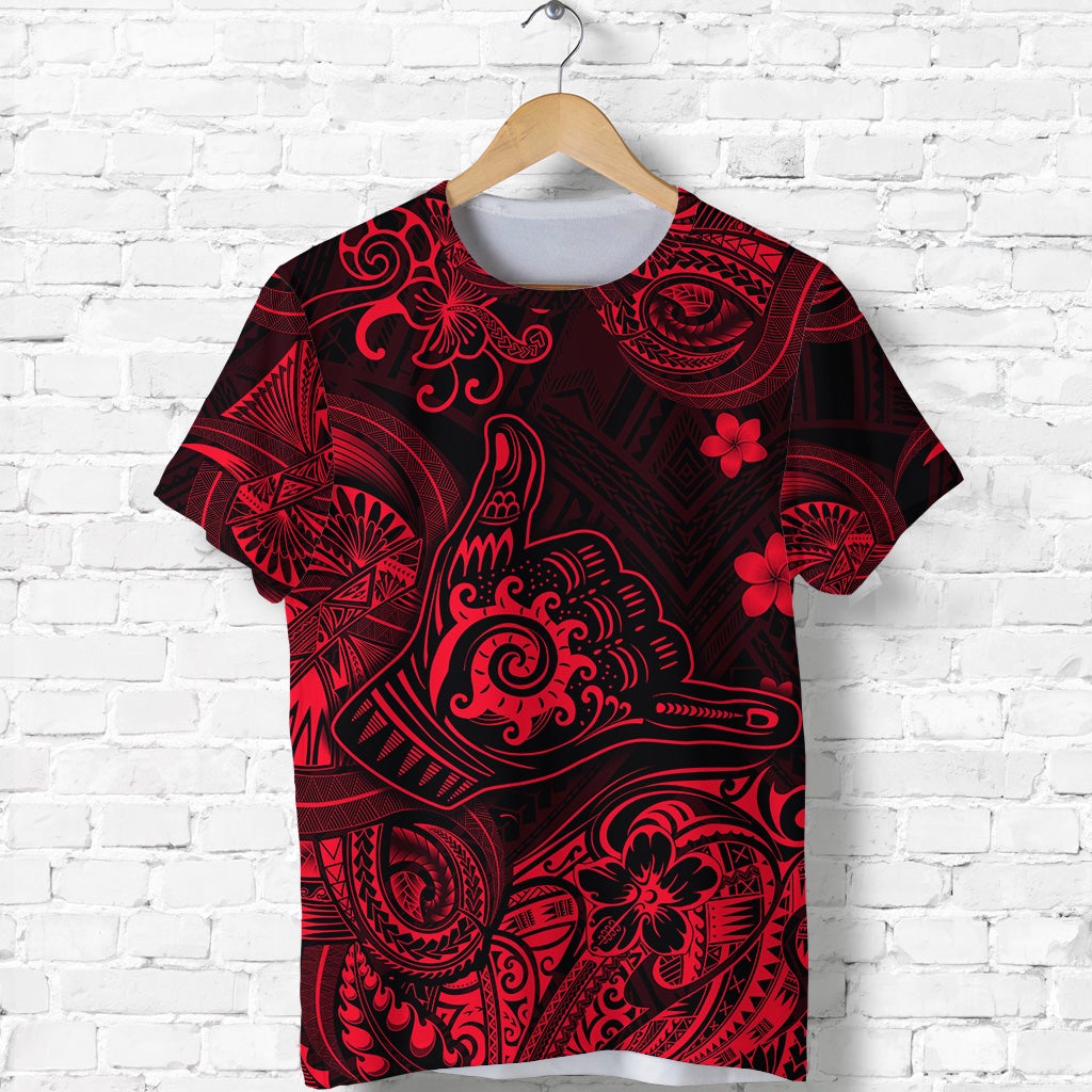 Custom Hawaii Shaka Polynesian T Shirt Unique Style Red LT8 - Wonder Print Shop