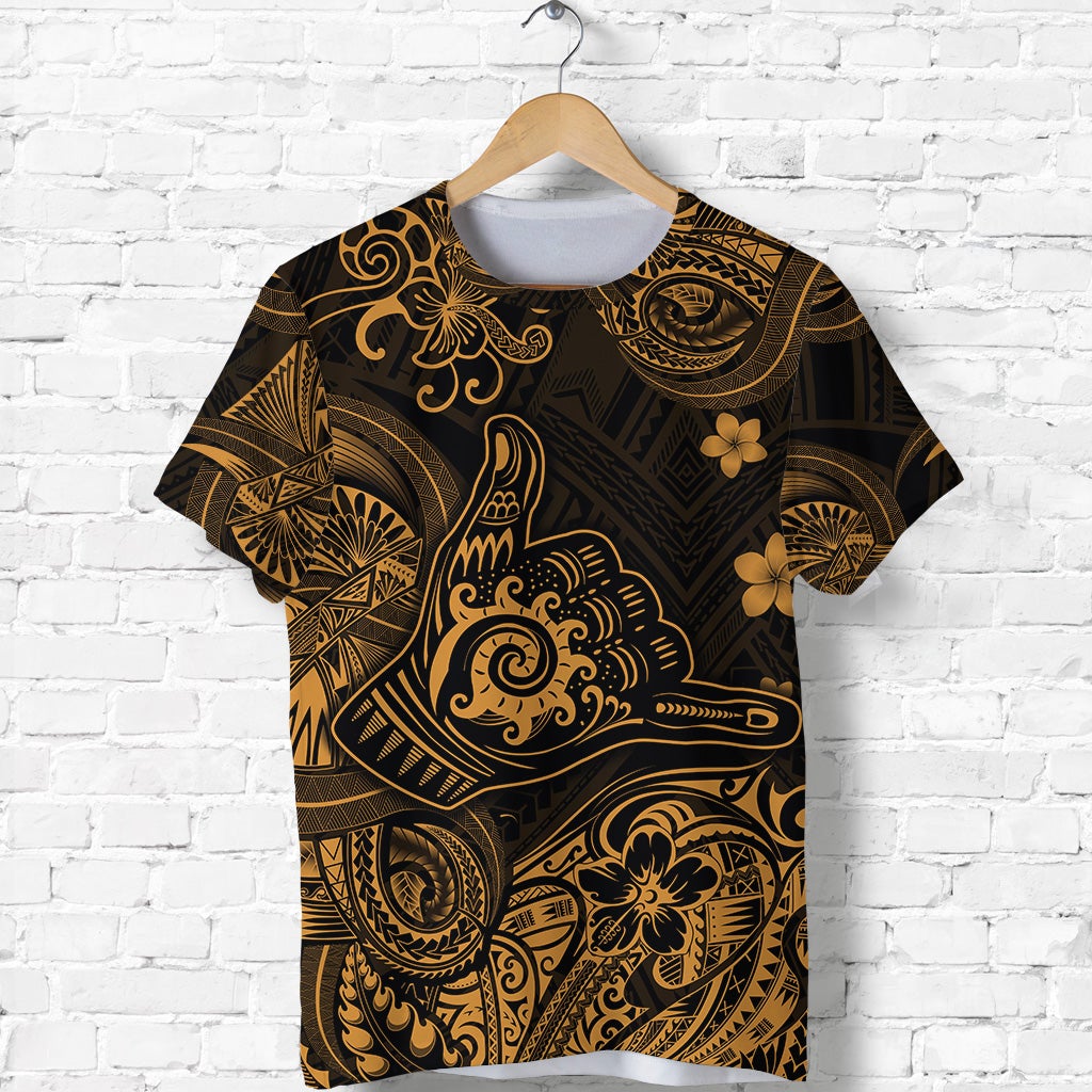 Custom Hawaii Shaka Polynesian T Shirt Unique Style Gold LT8 - Wonder Print Shop