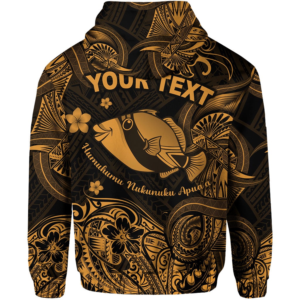 Custom Hawaii State Fish Humuhumu Nukunuku Apuaa Polynesian Zip Hoodie Unique Style Gold LT8 - Wonder Print Shop