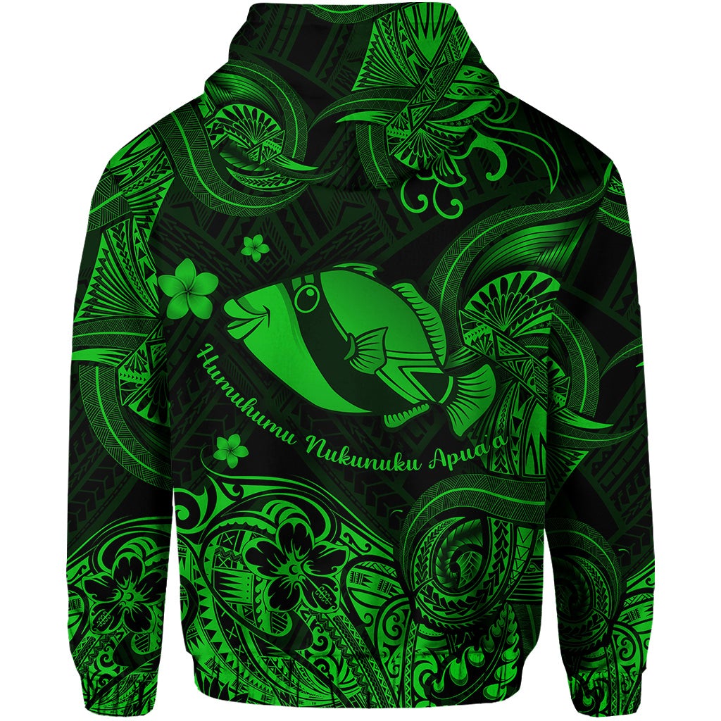 Hawaii State Fish Humuhumu Nukunuku Apuaa Polynesian Zip Hoodie Unique Style Green LT8 - Wonder Print Shop
