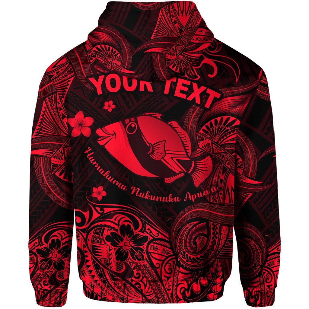 Custom Hawaii State Fish Humuhumu Nukunuku Apuaa Polynesian Zip Hoodie Unique Style Red LT8 - Wonder Print Shop