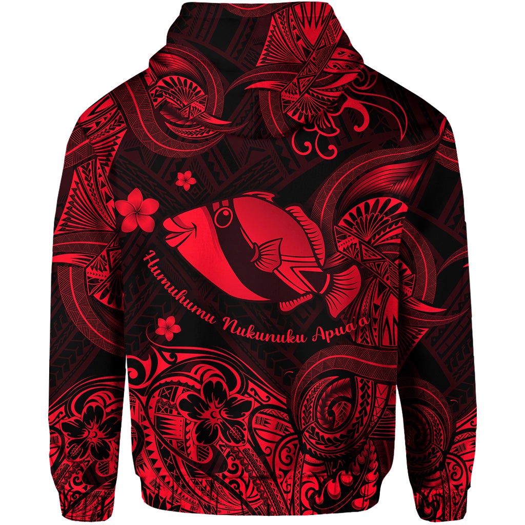 Hawaii State Fish Humuhumu Nukunuku Apuaa Polynesian Hoodie Unique Style Red LT8 - Wonder Print Shop