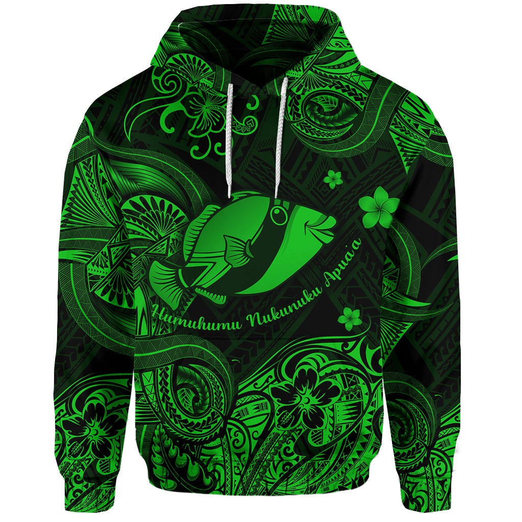 Custom Hawaii State Fish Humuhumu Nukunuku Apuaa Polynesian Hoodie Unique Style Green LT8 - Wonder Print Shop