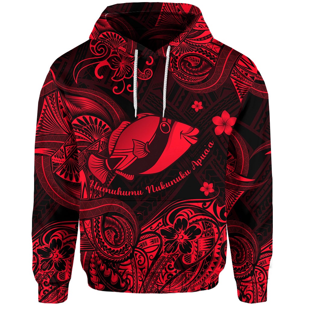 Hawaii State Fish Humuhumu Nukunuku Apuaa Polynesian Hoodie Unique Style Red LT8 - Wonder Print Shop