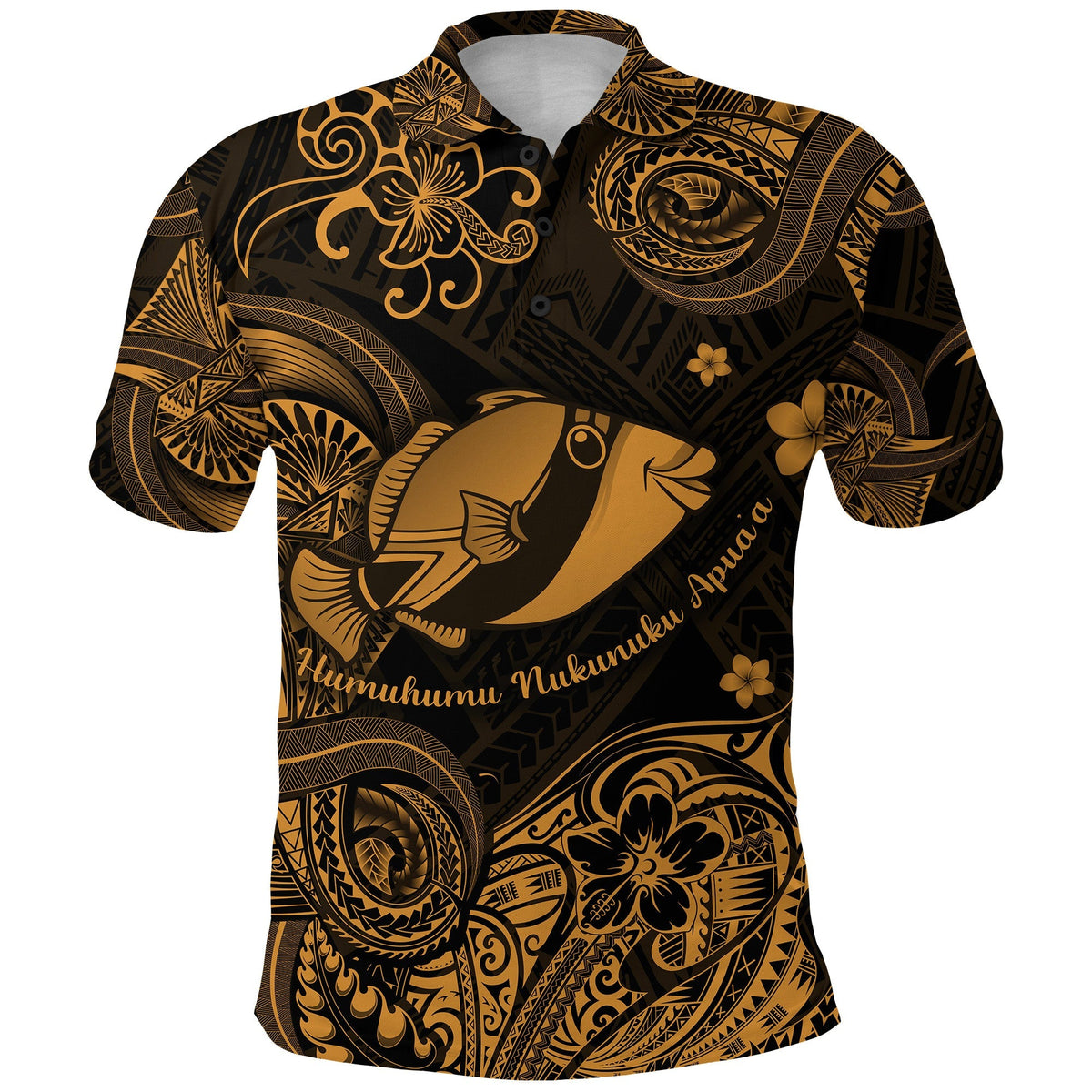 Custom Hawaii State Fish: Humuhumu Nukunuku Apuaa Polynesian Polo Shirt Unique Style Gold LT8 - Wonder Print Shop