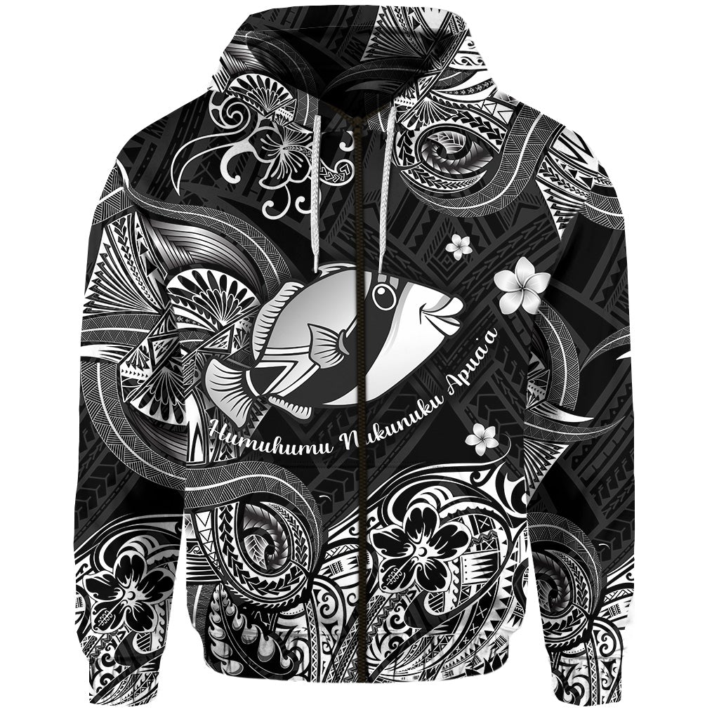 Custom Hawaii State Fish Humuhumu Nukunuku Apuaa Polynesian Zip Hoodie Unique Style Black LT8 - Wonder Print Shop