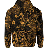 Hawaii Surfing Polynesian Zip Hoodie Unique Style Gold LT8 - Wonder Print Shop