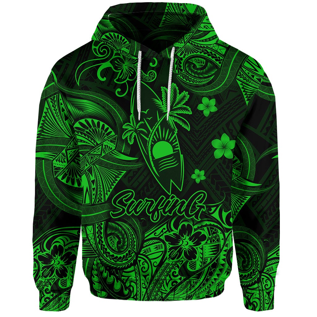 Custom Hawaii Surfing Polynesian Hoodie Unique Style Green LT8 - Wonder Print Shop
