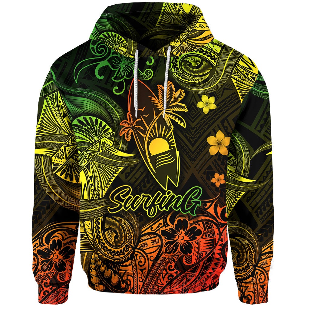 Custom Hawaii Surfing Polynesian Hoodie Unique Style Reggae LT8 - Wonder Print Shop