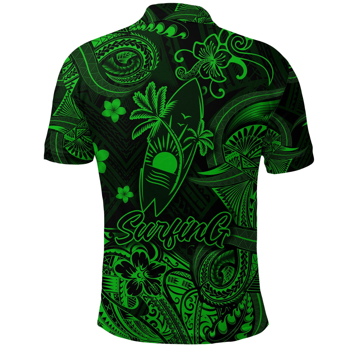Surfing Hawaii Golf Shirts Polynesian Polo Shirt Unique Style Green LT8 - Wonder Print Shop