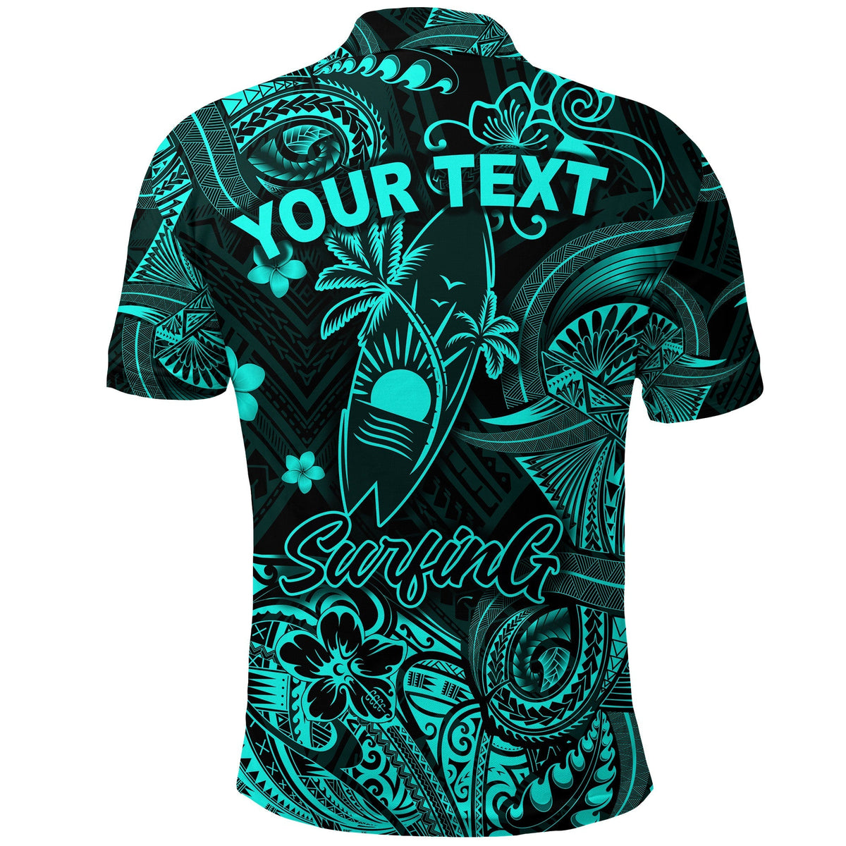 Custom Surfing Hawaii Golf Shirts Polynesian Polo Shirt Unique Style Turquoise LT8 - Wonder Print Shop
