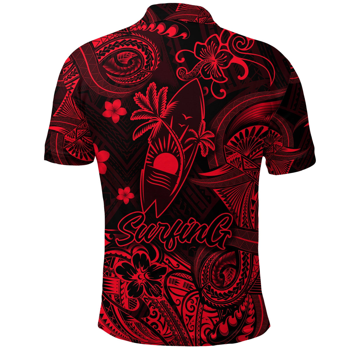 Surfing Hawaii Golf Shirts Polynesian Polo Shirt Unique Style Red LT8 - Wonder Print Shop