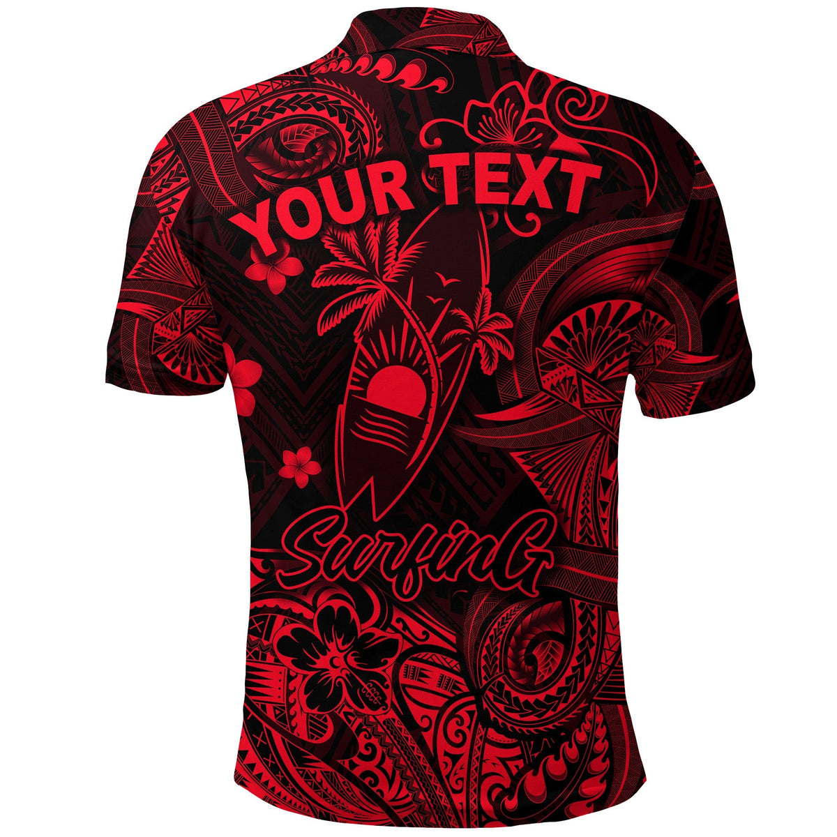Custom Surfing Hawaii Golf Shirts Polynesian Polo Shirt Unique Style Red LT8 - Wonder Print Shop