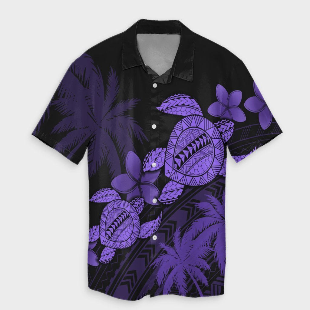 Hawaii Turtle Plumeria Coconut Tree Polynesian Hawaiian Shirt - Purple - Wonder Print Shop