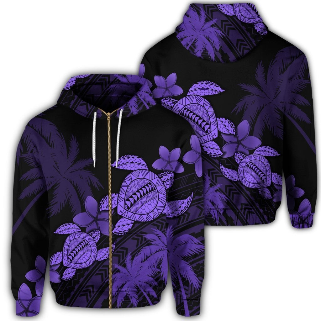 hawaii-turtle-plumeria-coconut-tree-polynesian-zip-hoodie-purple