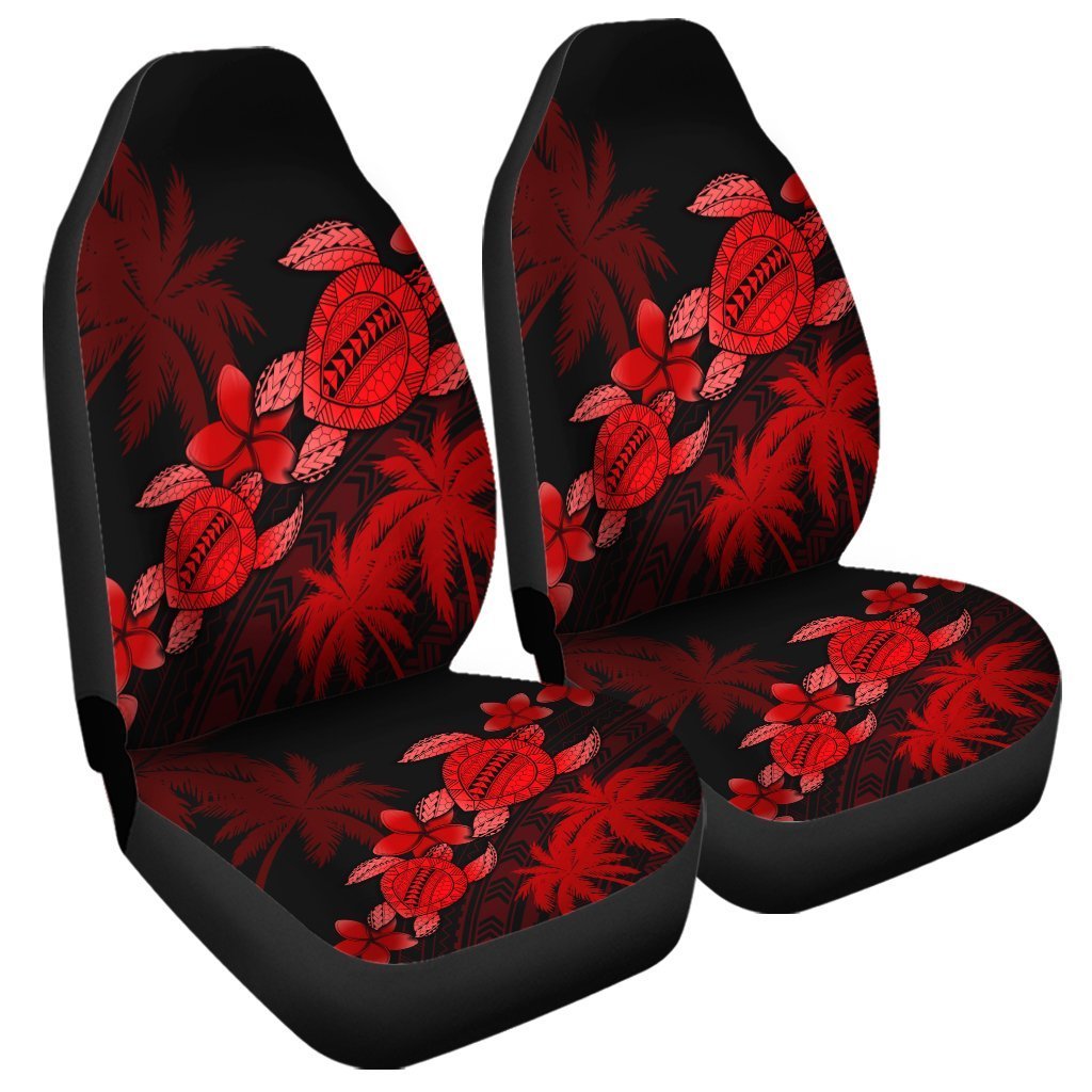 Hawaii Turtle Plumeria Coconut Tree Polynesian Car Seat Covers - Red - Wonder Print Shop