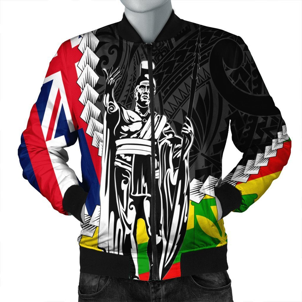 Hawaii Two Flag Kanaka Maoli King Polynesian Bomber Jacket - Wonder Print Shop