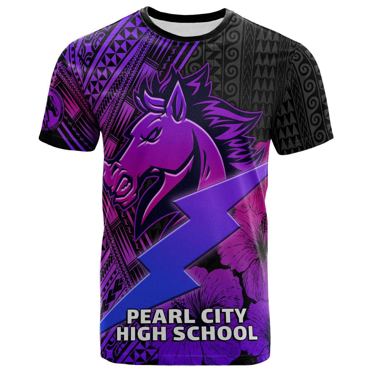 Custom Hawaii T Shirt Pearl City High School Horse and Thunder Hibiscus Polynesian LT10 - Wonder Print Shop
