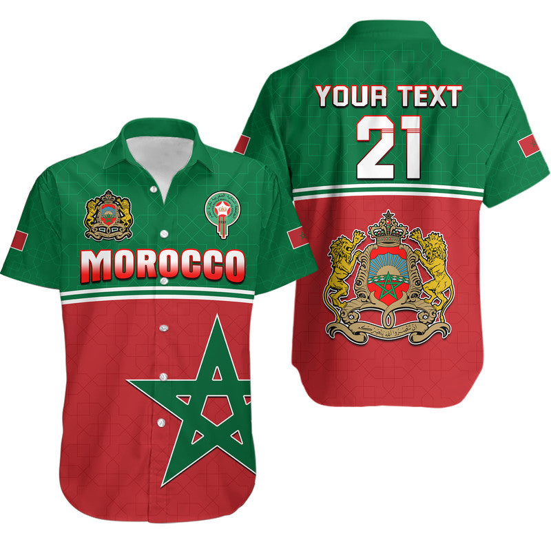 (Custom Personalised) Morocco Football Geometric Halftone Pattern Hawaiian Shirt - Wonder Print Shop