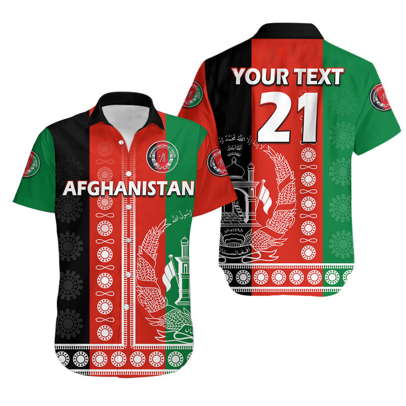 (Custom Text And Number) Afghanistan Men's Cricket Team Afghan Traditional Pattern Hawaiian Shirt - Wonder Print Shop