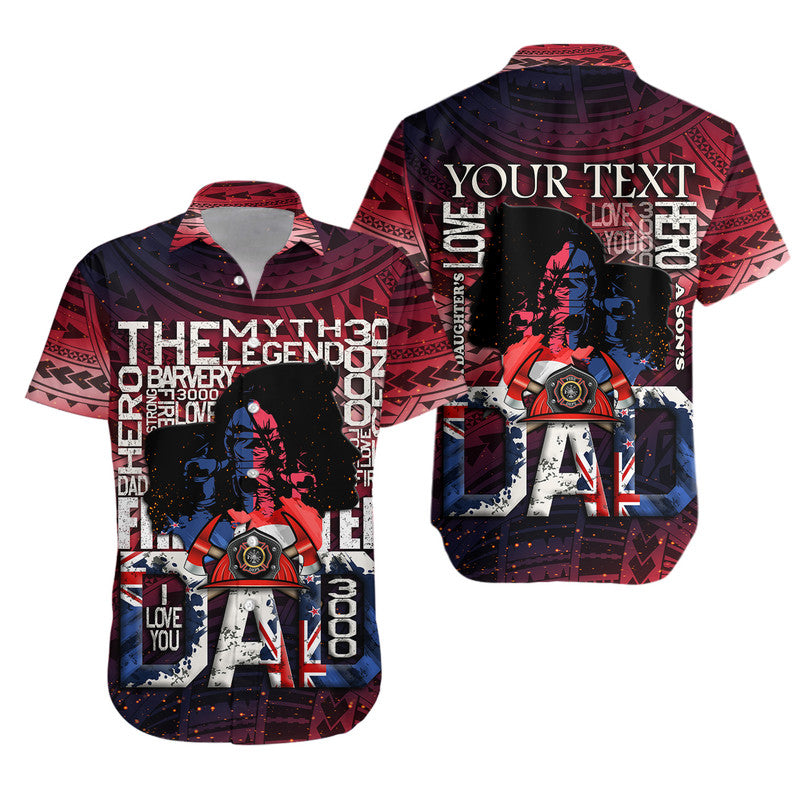 (Custom Personalised) Father's Day - New Zealand Firefighter Dad Hawaiian Shirt - Maori Pattern Style - Wonder Print Shop