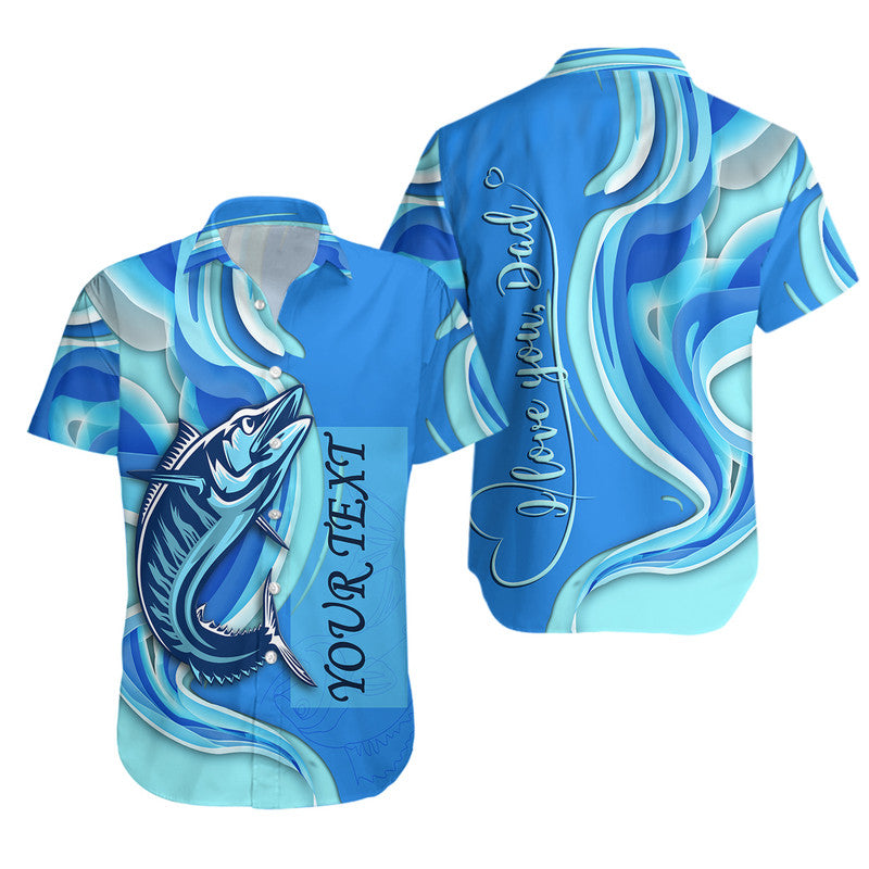 (Custom Personalised) Fathers Day Fishing Quotes Hawaiian Shirt - Ocean Wave Style - Wonder Print Shop