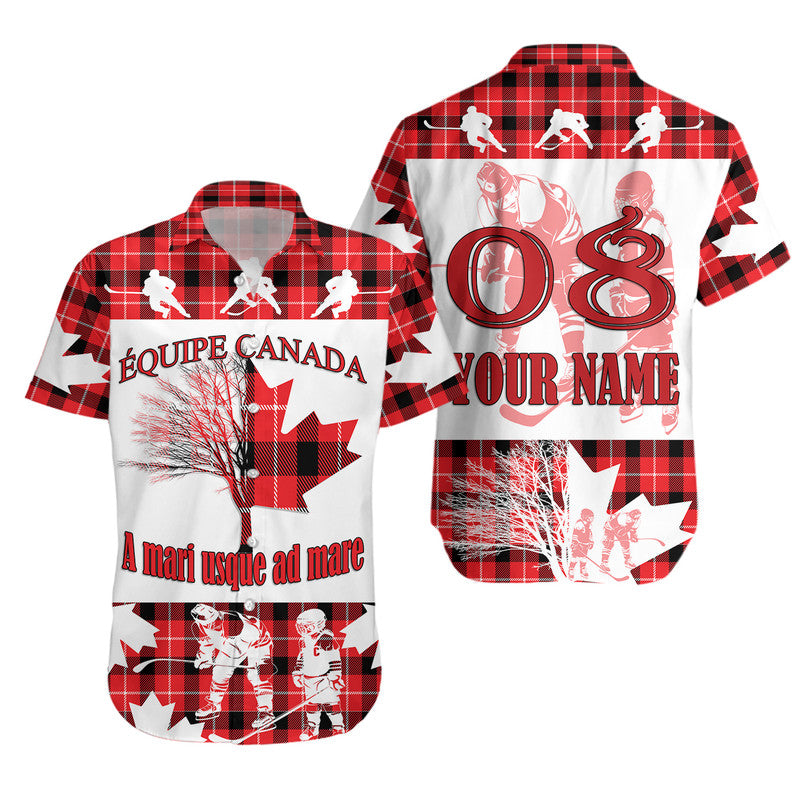 (Custom Personalised) Fathers Day - Canada Hockey Hawaiian Shirt - Maple Leaf Tartan - Wonder Print Shop